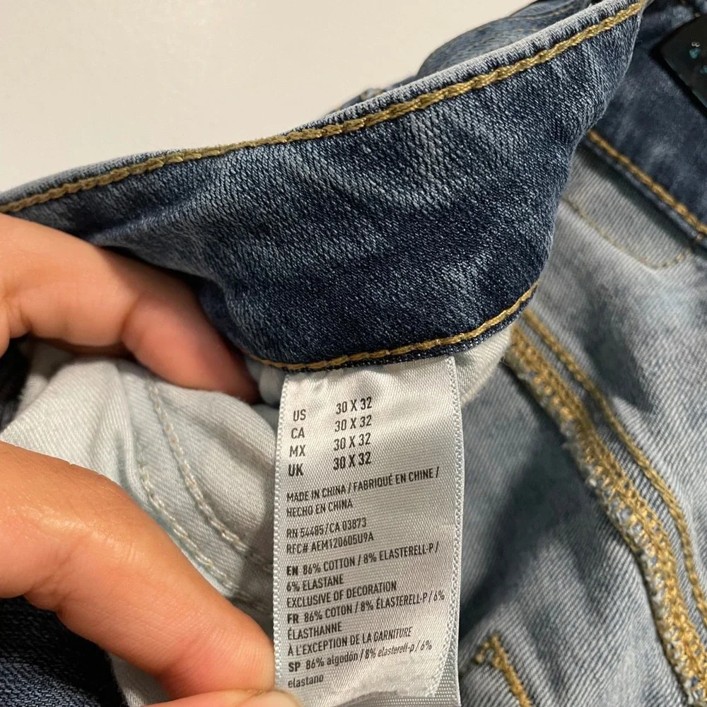 American Eagle Mens Extreme Flex 4 Slim Straight Jeans 30x32 Medium Wash Blue